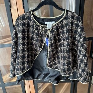 Deadstock vintage ICE plaid cape poncho arms cover drape wrap bow boucle y2k